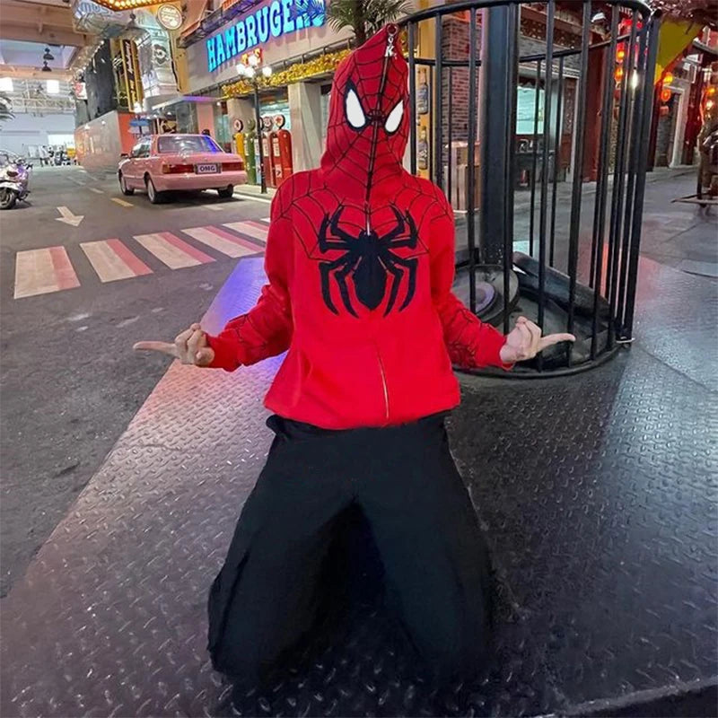 Unisex Y2K Spider Print Hoodie