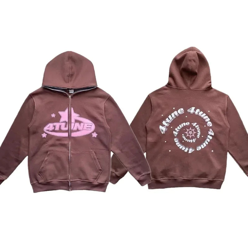 Star Letter Print "4Tune" Zip-up