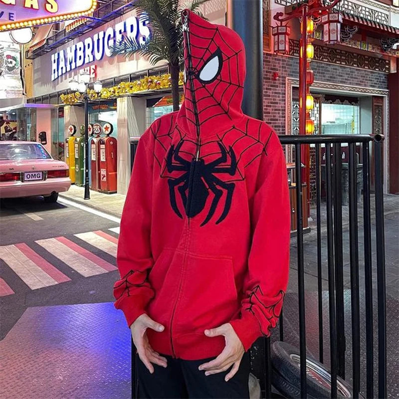 Unisex Y2K Spider Print Hoodie