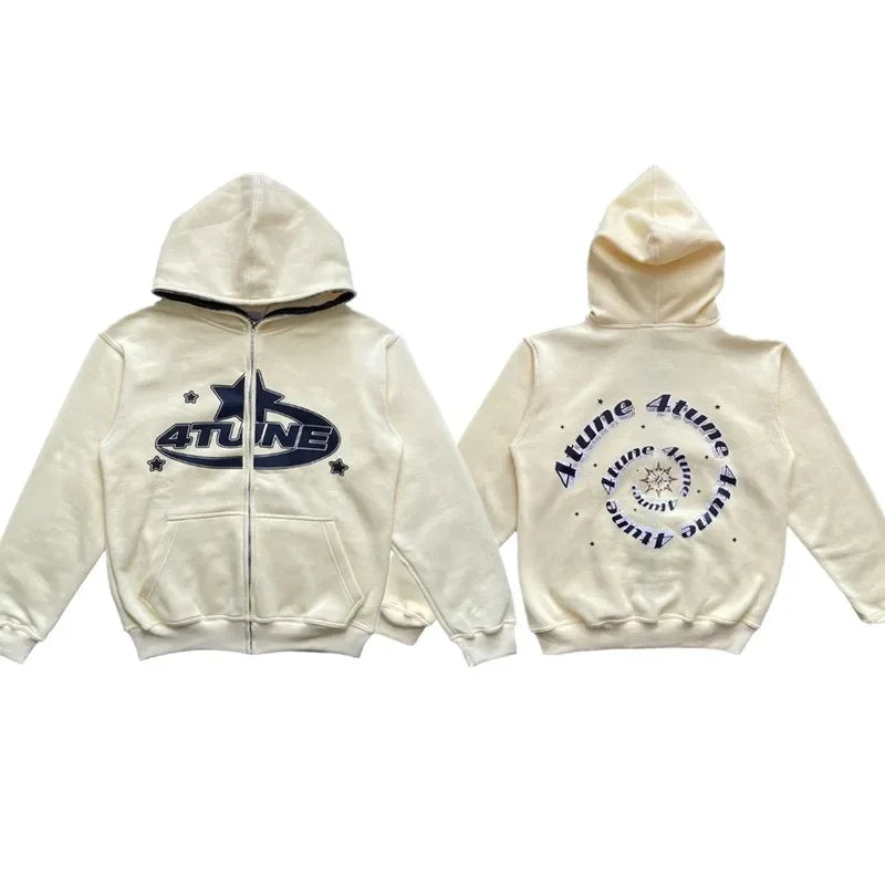 Star Letter Print "4Tune" Zip-up